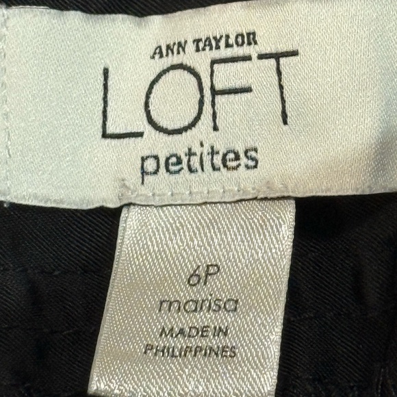 Ann Taylor Loft Satin Feel Marisa Cut Dark Black Slacks Back Pockets Size 6P - Picture 7 of 8